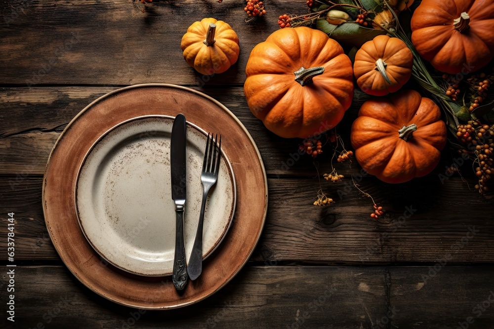 Pumpkin and plate