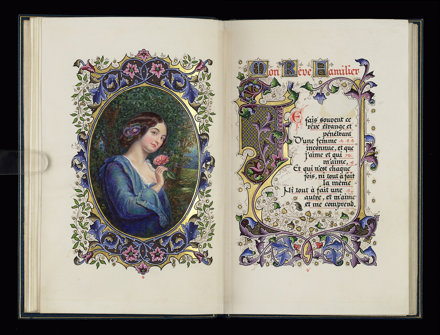 Double page from ‘Lyriques choisis de poètes français’, calligraphed by Alberto Sangorski_Special Collections MS 2283_Image credit Leeds University Library