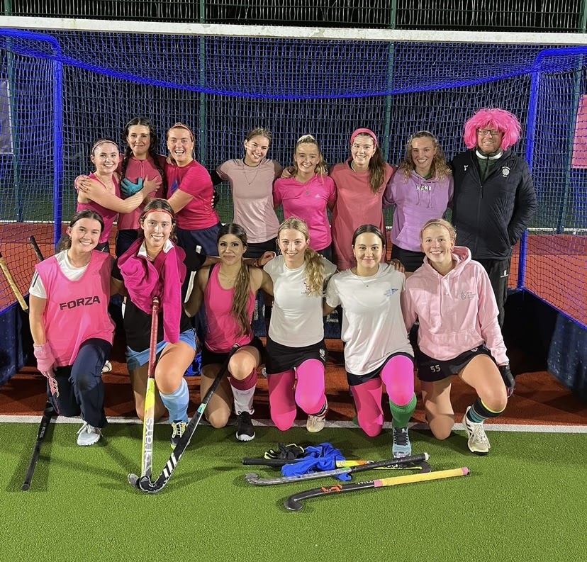 hockey wearing pink for Leeds UBT's pink week
