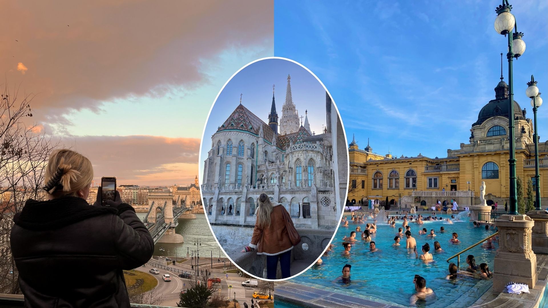 collage of travel images in Budapest