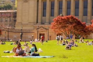 students, good weather, sun, distraction