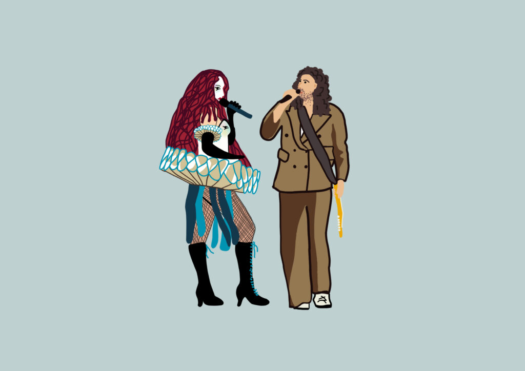 Illustration of Chappell Roan and Hozier