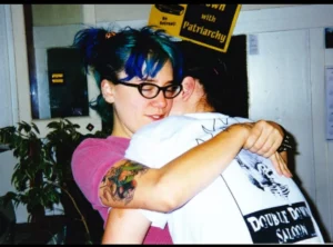 Two people in an embrace