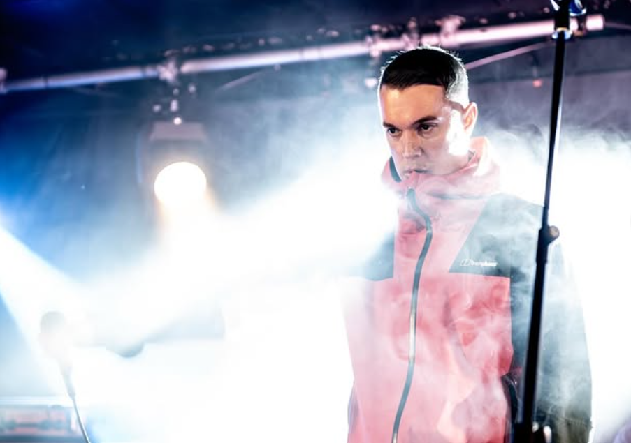 Lead singer of Skylights onstage at The Crescent in York.