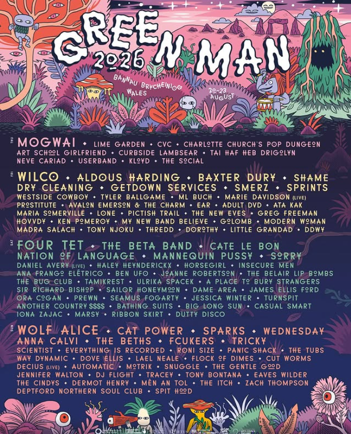 Festival line-up poster for Green Man 2026.