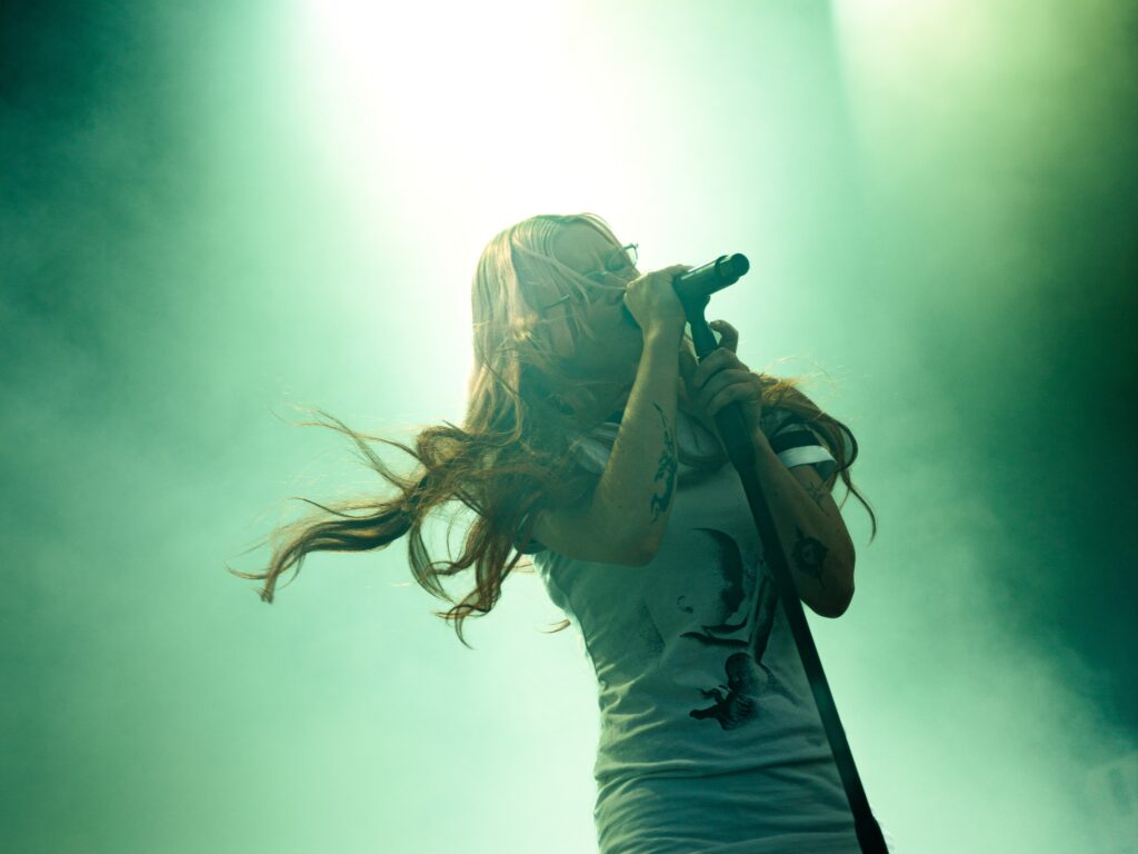 Wet Leg frontwoman Rhian Teasdale performs at Millennium Square Leeds
